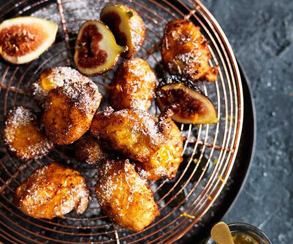 [**Ricotta fritters with honey and figs**](https://www.gourmettraveller.com.au/recipes/fast-recipes/ricotta-fritters-with-honey-and-figs-13708|target="_blank")