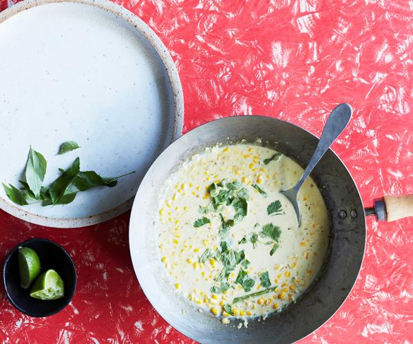 [Sweetcorn with coconut milk](https://www.gourmettraveller.com.au/recipes/fast-recipes/corn-coconut-milk-soup-17094|target="_blank"|rel="nofollow")