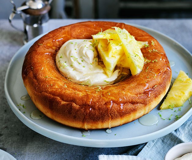 **[Rum savarin with coconut cream and pineapple](https://www.gourmettraveller.com.au/recipes/browse-all/rum-savarin-with-coconut-cream-and-pineapple-12357|target="_blank"|rel="nofollow")**