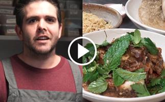 Watch: Adam Wolfers makes toum, pita and spiced roast lamb collars