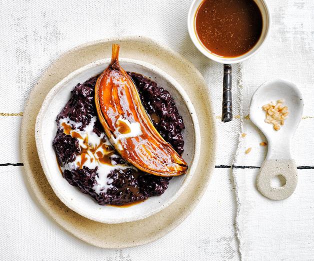 [**Black rice and coconut pudding with caramel bananas**](https://www.gourmettraveller.com.au/recipes/browse-all/black-rice-and-coconut-pudding-with-caramel-bananas-12279|target="_blank")