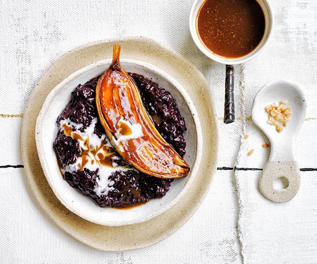 [**Black rice and coconut pudding with caramel bananas**](https://www.gourmettraveller.com.au/recipes/browse-all/black-rice-and-coconut-pudding-with-caramel-bananas-12279|target="_blank"|rel="nofollow")
