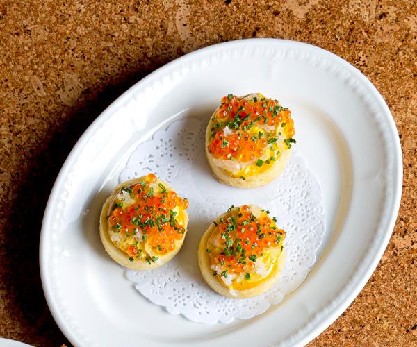 **[Shane Delia's semolina crumpets with caviar and saffron egg mayonnaise](https://www.gourmettraveller.com.au/recipes/chefs-recipes/semolina-crumpets-18819|target="_blank")**