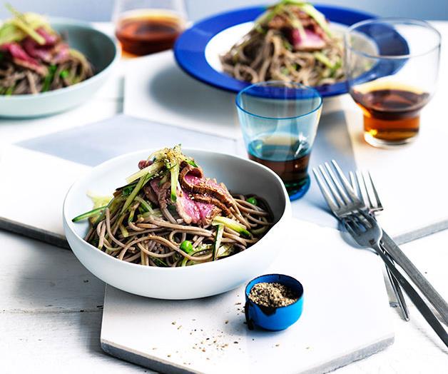 **[Seared soy beef with soba and cucumber](https://www.gourmettraveller.com.au/recipes/fast-recipes/seared-soy-beef-with-soba-and-cucumber-13568|target="_blank")**