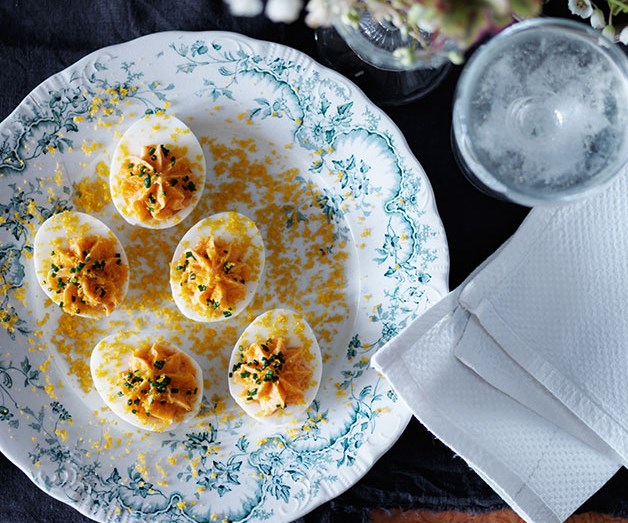 **[Dan Pepperell's devilled eggs](https://www.gourmettraveller.com.au/recipes/chefs-recipes/devilled-easter-eggs-8218|target="_blank"|rel="nofollow")**