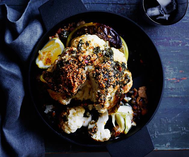**[Roasted whole cauliflower with wakame butter and toasted crumbs](https://www.gourmettraveller.com.au/recipes/browse-all/roasted-whole-cauliflower-with-wakame-butter-and-toasted-crumbs-12245|target="_blank")**