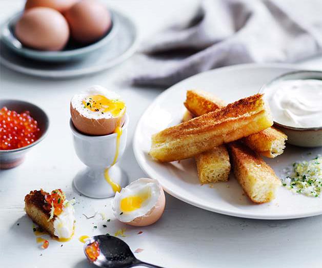 **[Double eggs and soldiers](http://www.gourmettraveller.com.au/recipes/browse-all/double-eggs-and-soldiers-12809|target="_blank")**