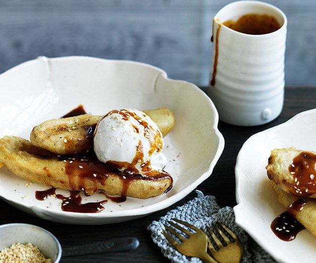 [**Banana and coconut caramel fritters**](https://www.gourmettraveller.com.au/recipes/browse-all/banana-and-coconut-caramel-fritters-12558|target="_blank"|rel="nofollow")
