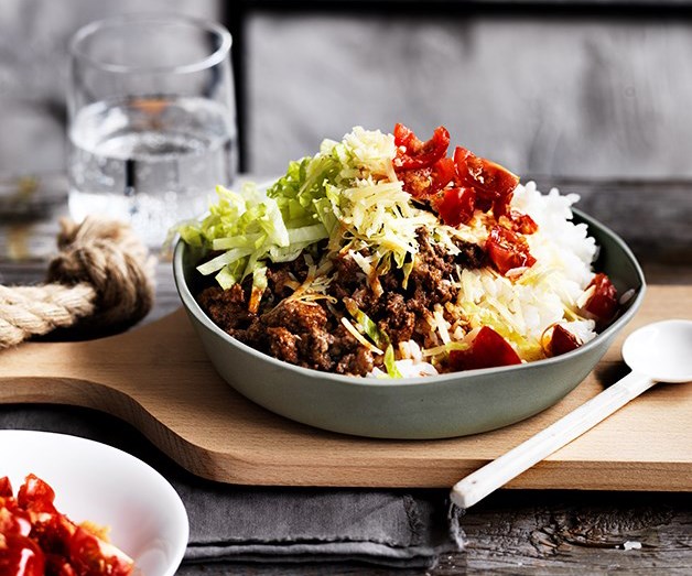 **[Beef taco rice](https://www.gourmettraveller.com.au/recipes/fast-recipes/beef-taco-rice-13705|target="_blank"|rel="nofollow")**