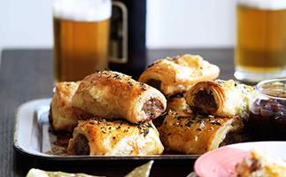 Bangalow pork sausage rolls with caramelised apple and thyme