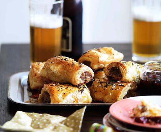 Bangalow pork sausage rolls with caramelised apple and thyme