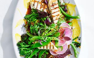 Chargrilled broccolini and tofu salad with soy-yuzu dressing