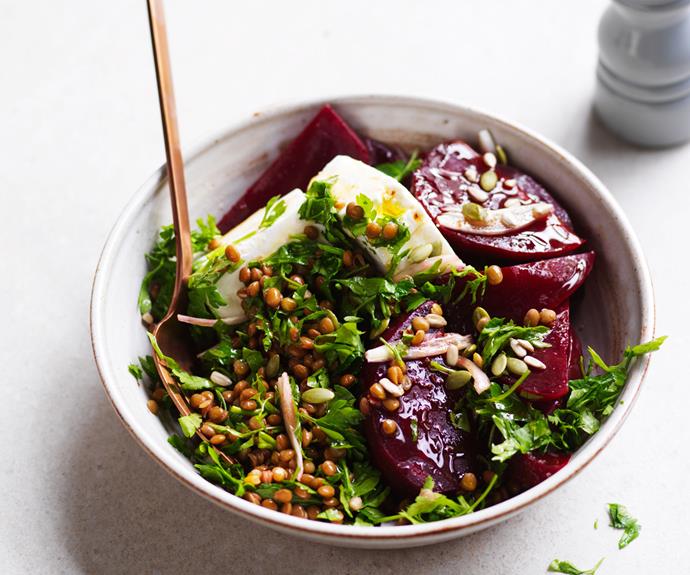 **[Beetroot, feta and lentil salad](https://www.gourmettraveller.com.au/recipes/fast-recipes/beetroot-feta-lentil-salad-recipe-17143|target="_blank")**