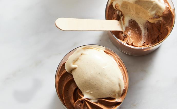 Sixpenny's chocolate-marsala mousse with vanilla ice-cream
