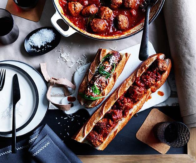 [**Baked pork and veal meatball sub**](https://www.gourmettraveller.com.au/recipes/browse-all/baked-pork-and-veal-meatball-sub-12233|target="_blank")
