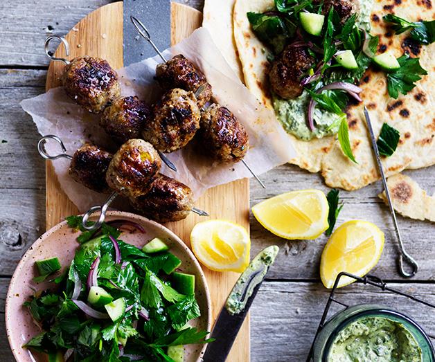 **[Lamb köfte with green tahini yoghurt](https://www.gourmettraveller.com.au/recipes/browse-all/lamb-kofte-with-green-tahini-yoghurt-12686|target="_blank")**