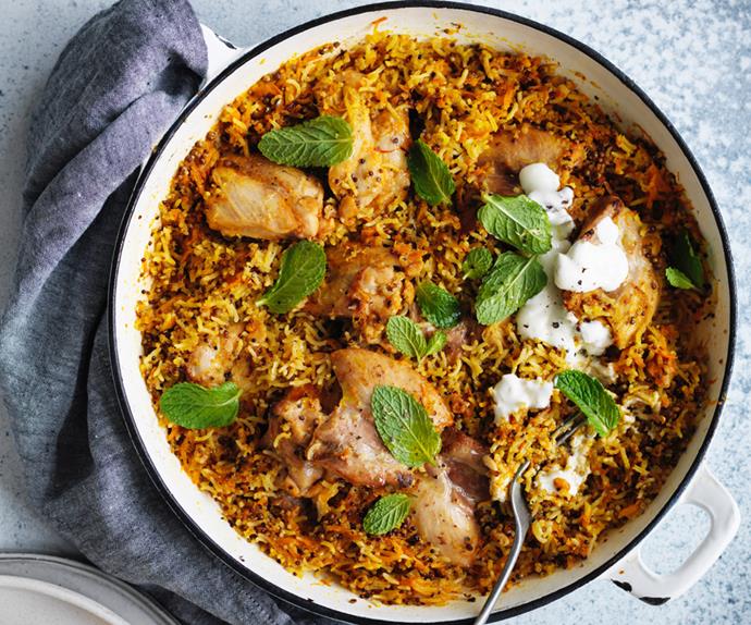 Harissa chicken with carrot, rice and quinoa pilaf recipe