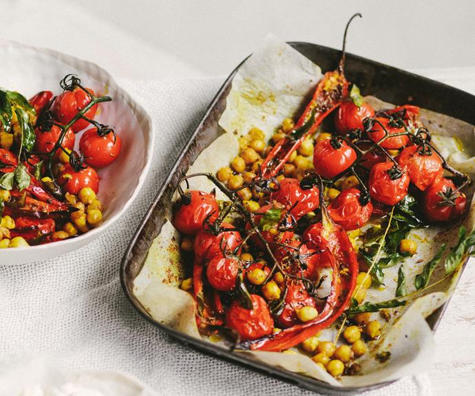 **[Spice-roasted tomatoes, chickpeas and chilli](https://www.gourmettraveller.com.au/recipes/fast-recipes/tomato-chickpea-chilli-19554|target="_blank"|rel="nofollow")**