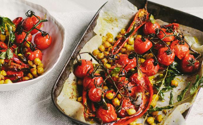 Spice-roasted tomatoes, chickpeas and chilli