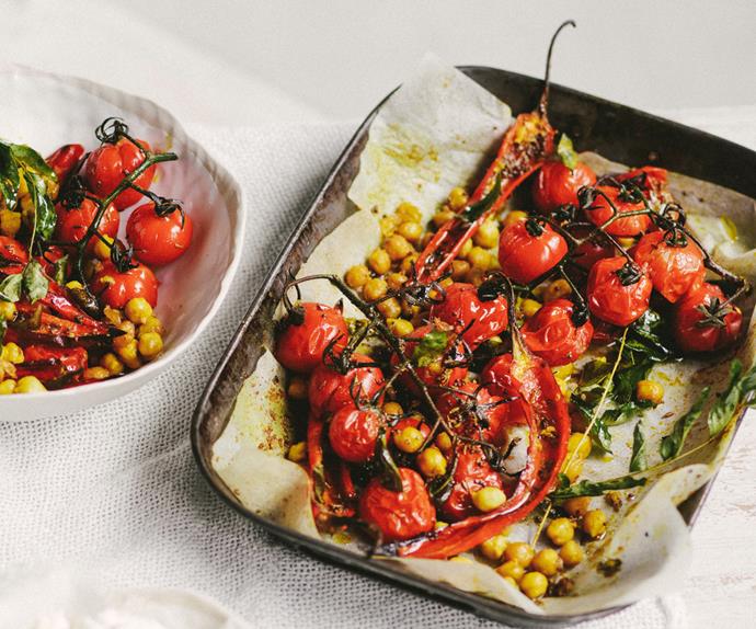 Spice-roasted tomatoes, chickpeas and chilli