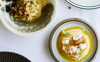 Tedesca Osteria's fava with pickled shallots, dill and feta