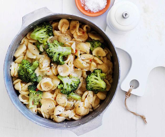 [**Orecchiette with broccoli, chilli and pecorino**](https://www.gourmettraveller.com.au/recipes/fast-recipes/orecchiette-with-broccoli-chilli-and-pecorino-13178|target="_blank")
