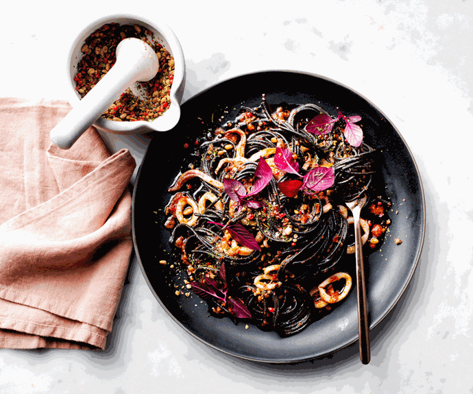 **[Chilli squid-ink spaghetti](https://www.gourmettraveller.com.au/recipes/fast-recipes/chilli-squid-ink-spaghetti-20079|target="_blank"|rel="nofollow")**