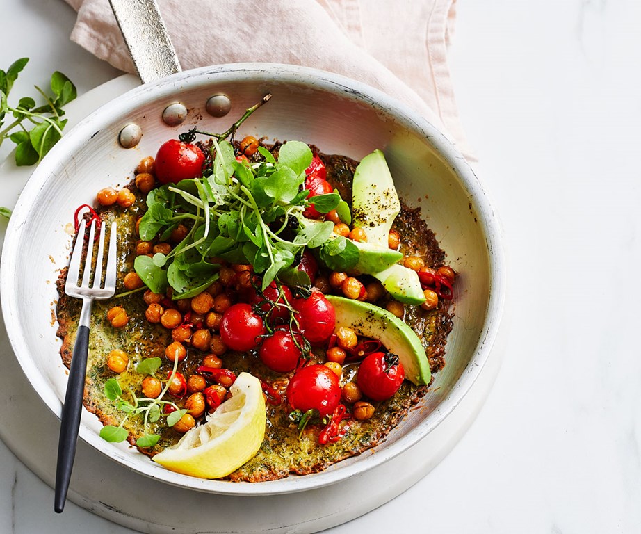 **[Farinata with blistered tomatoes and chilli chickpeas](https://www.gourmettraveller.com.au/recipes/fast-recipes/farinata-with-blistered-tomatoes-and-chilli-chickpeas-20277|target="_blank"|rel="nofollow")**