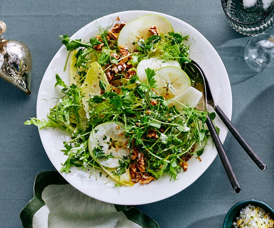 **[Bitter green salad with apple and walnut](https://www.gourmettraveller.com.au/recipes/fast-recipes/bitter-green-salad-with-apple-and-walnut-20428|target="_blank"|rel="nofollow")**