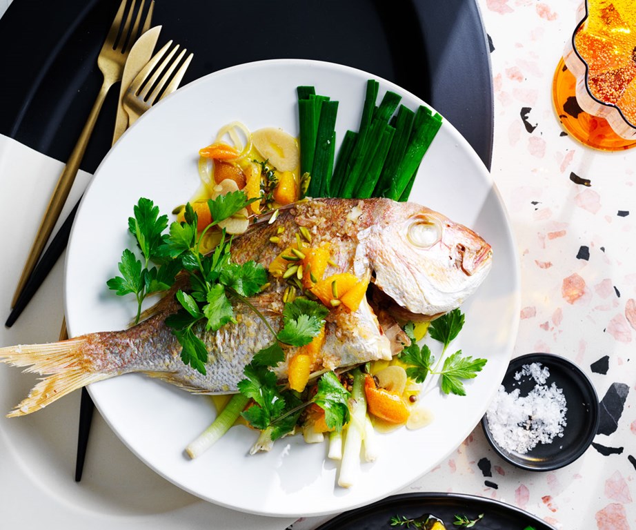 **[Whole snapper with orange and pistachio sauce](https://www.gourmettraveller.com.au/recipes/chefs-recipes/tedesca-osterias-whole-snapper-with-orange-and-pistachio-sauce-1-20416|target="_blank"|rel="nofollow")**