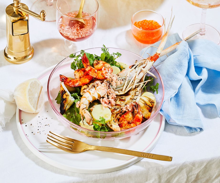 **[Mixed grilled seafood salad with lemon mignonette](https://www.gourmettraveller.com.au/recipes/fast-recipes/mixed-grilled-seafood-salad-with-lemon-mignonette-20420|target="_blank"|rel="nofollow")**