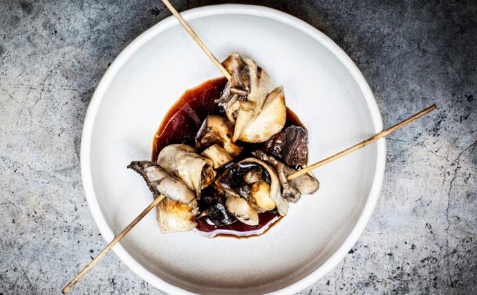 Matt Stone and Ben Ing’s grilled Akoya with mushrooms and truffle jus