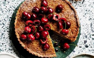 Coconut and cherry frangipane tart
