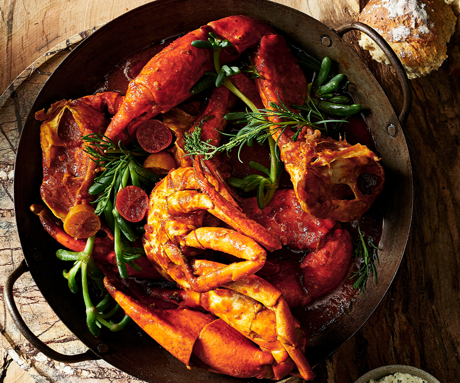 **[Blood lime and chilli mud crab](https://www.gourmettraveller.com.au/recipes/browse-all/lime-chilli-crab-recipe-20948|target="_blank"|rel="nofollow")**