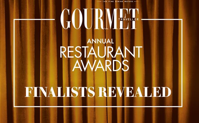 Gourmet Traveller Restaurant Awards finalists revealed message with gold curtain background