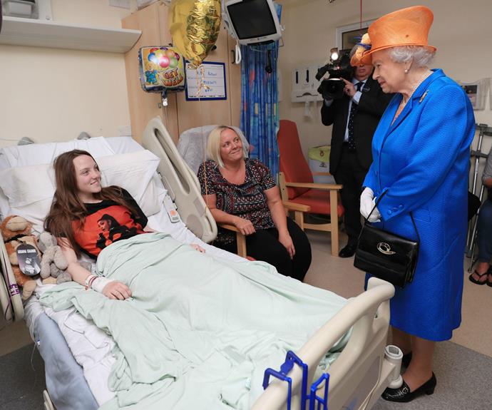 The Queen chats to a victim of the Manchester attacks.