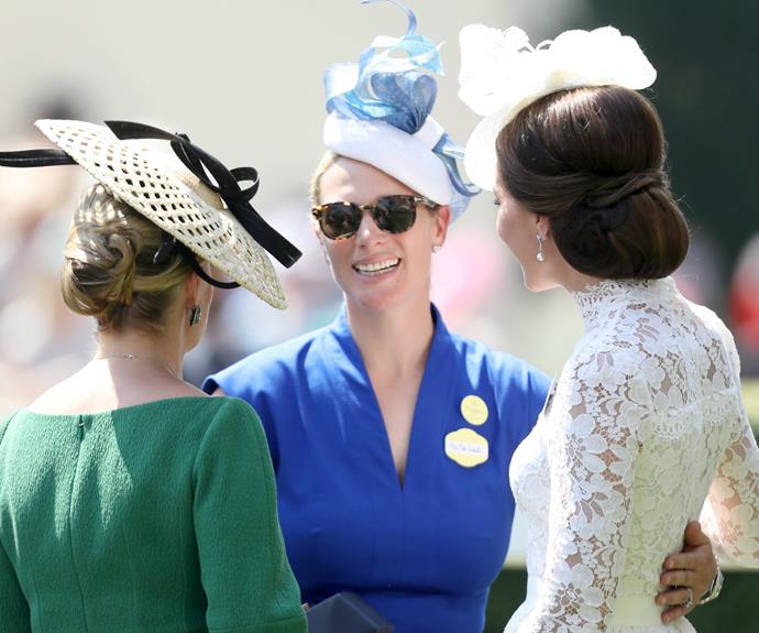 She was seen to chat with Sophie, Countess of Wessex, and Zara Tindall --  the only daughter of Anne, Princess Royal, and her first husband, Captain Mark Phillips.