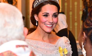 Duchess Catherine dazzles in Princess Diana's favourite tiara at a Buckingham Palace reception