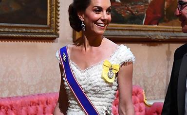 Duchess Catherine looks gorgeous wearing her favourite tiara to the Queen’s State Banquet for Donald Trump