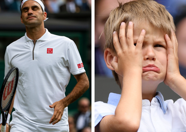 Roger Federer's adorable son puts on a cheeky display during his Dad's stressful Wimbledon match