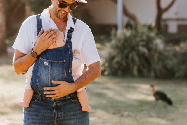 Baby-wearing dungarees for dads are here and we're not mad about it