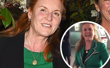 Sarah Ferguson just sped through an airport on a scooter in a Gucci blazer - yes, you read correctly
