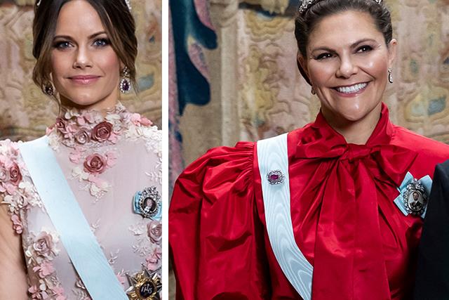 The Swedish royals make a bold fashion statement in dramatic dresses for yet another lavish event