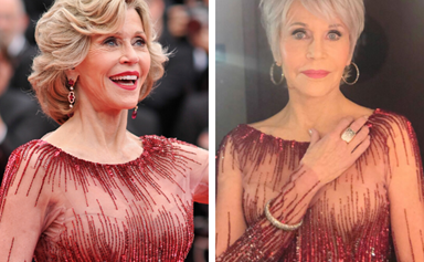 Jane Fonda debuts shorter pixie haircut and recycles six-year-old gown at the Oscars
