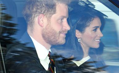 Prince Harry and Duchess Meghan spotted attending church with the Queen during their final days as senior royals