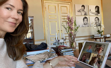 Crown Princess Mary provides a rare glimpse of her WFH set-up, and she's wearing the perfect at-home outfit