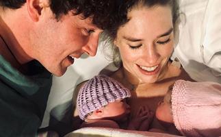 "You are both so beautiful": Purple Wiggle Lachy Gillespie welcomes surprise twin baby girls with fiancée Dana Stephensen