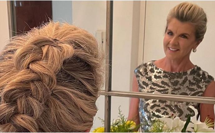 Julie Bishop reveals how long her has grown as she wears it loose in a 60s-style 'do in new picture