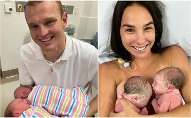 From three to five! Quadriplegic former NRL star Alex McKinnon just welcomed twin baby girls with his wife Teigan