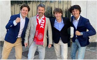 Crown Prince Frederik and his royal relatives reunite with a rare new picture - in the name of football